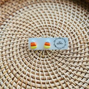 Candy Corn Stud Clay Earrings